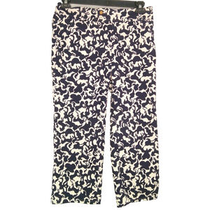Lilly Pulitzer Palm Beach Fit Women' 4 Navy White Horse of Course Corduroy Capri